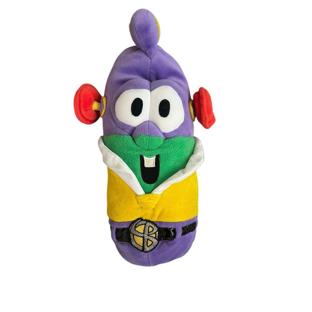 Veggie Tales Larry Boy / Cucumber Reversible Plush 13" Talking Fisher Price Y2K